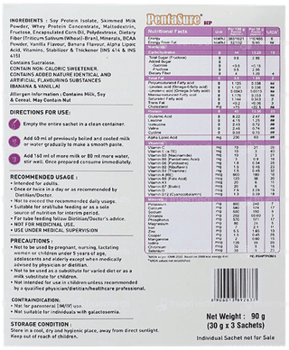 Pentasure Hp Sucrose Free Banana Vanilla Flavour Powder Travel Pack 30gm Pack Of 3 Sachets
