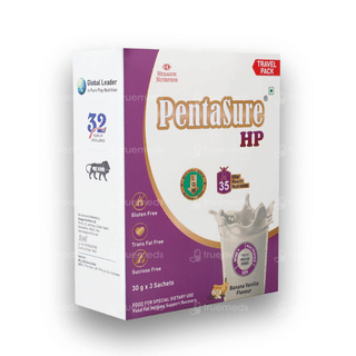 Pentasure Hp Sucrose Free Banana Vanilla Flavour Powder Travel Pack 30Gm Pack Of 3 Sachets