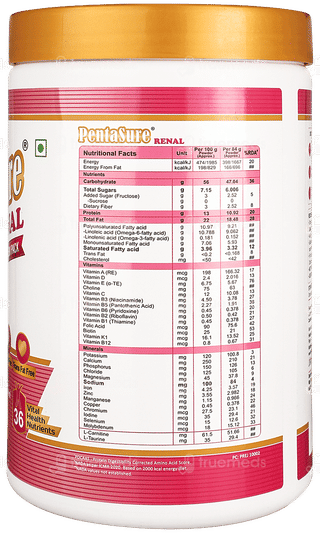 Pentasure Renal Creamy Vanilla Flavour Sucrose Free Powder Jar 1kg