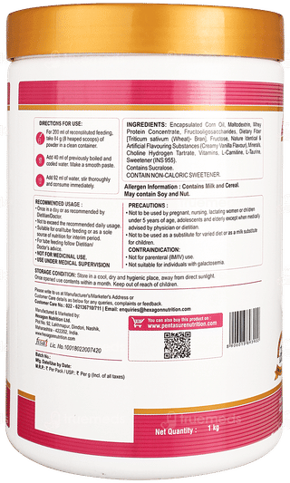 Pentasure Renal Creamy Vanilla Flavour Sucrose Free Powder Jar 1kg