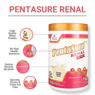 Pentasure Renal Creamy Vanilla Flavour Sucrose Free Powder Jar 1Kg