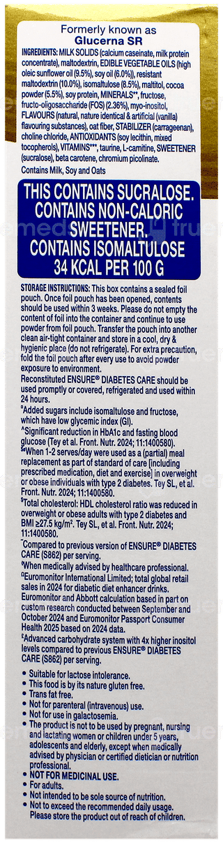 Ensure Diabetes Care New & Improved Zero Added Sucrose Chocolate Flavour Refill Powder 200Gm