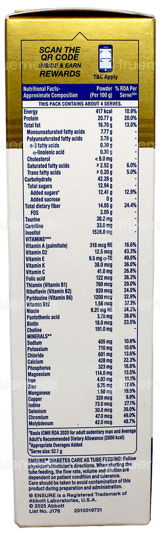 Ensure Diabetes Care New & Improved Zero Added Sucrose Chocolate Flavour Refill Powder 200Gm