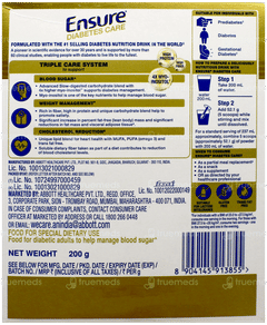 Ensure Diabetes Care New & Improved Zero Added Sucrose Chocolate Flavour Refill Powder 200Gm