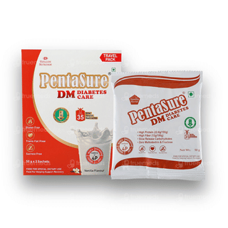 Pentasure Dm Diabetes Care Sucrose Free Vanilla Flavour Powder Travel Pack 50Gm Of 3 Sachets