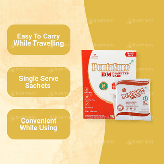 Pentasure Dm Diabetes Care Sucrose Free Vanilla Flavour Powder Travel Pack 50Gm Of 3 Sachets