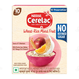 Nestle Cerelac No Refined Sugar No Preservatives Wheat Rice Mixed Fruit From 10 To 24 Months Baby Cereal 300Gm