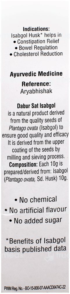 Dabur Sat Isabgol Premium White Husk Supreme 180Gm