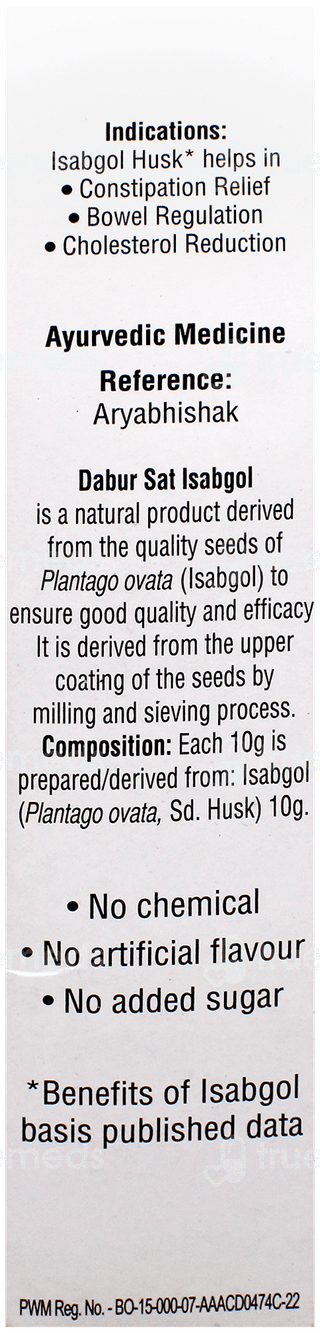Dabur Sat Isabgol Premium White Husk Supreme 180Gm