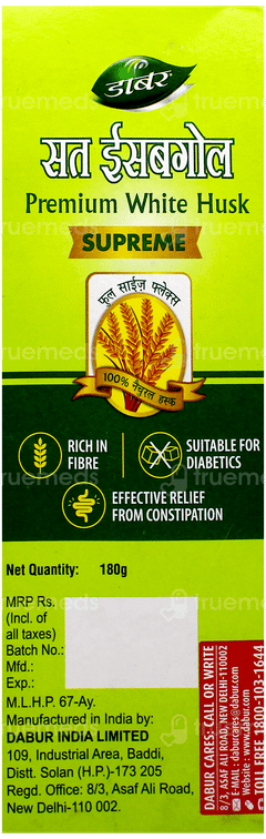 Dabur Sat Isabgol Premium White Husk Supreme 180Gm