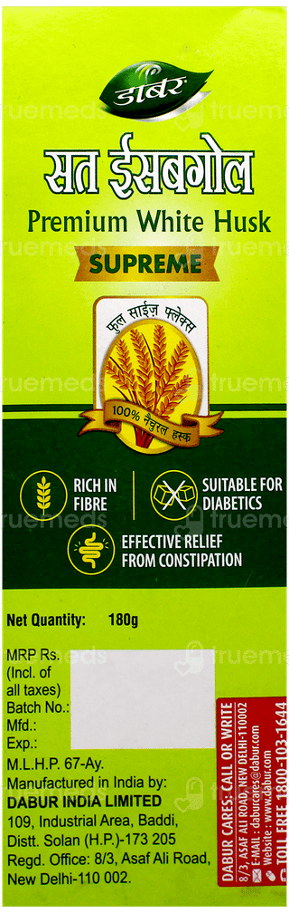 Dabur Sat Isabgol Premium White Husk Supreme 180Gm