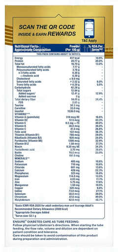 Ensure Diabetes Care New & Improved Zero Added Sucrose Rich Chocolate Flavour Refill Powder 950Gm