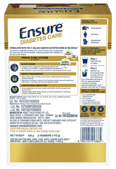 Ensure Diabetes Care New & Improved Zero Added Sucrose Rich Chocolate Flavour Refill Powder 950Gm
