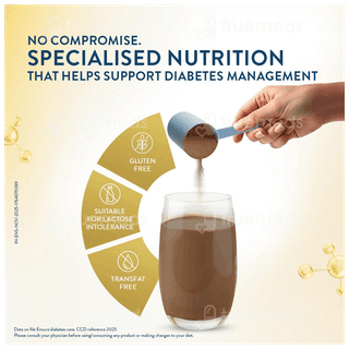 Ensure Diabetes Care New & Improved Zero Added Sucrose Rich Chocolate Flavour Refill Powder 950Gm