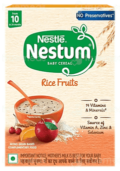 Nestle Nestum No Preservatives Rice Fruits From 10 To 24 Months Baby Cereal 325Gm