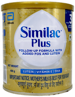 Similac Plus 3 From 12 To 24 Months Follow Up Formula With Added Fos And Lutein Powder Jar 400Gm Similac Plus 3 From 12 To 24 Months Follow Up Formula With Added Fos And Lutein Powder Jar 400Gm
