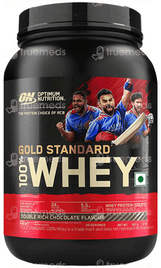 Optimum Nutrition (On) Gold Standard 100% Whey Protein Double Rich Chocolate Flavour Powder Jar 907Gm