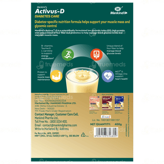 Activus D Diabetes Care Vanilla Flavour Zero Added Sucrose Refill Powder 400Gm