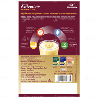 Activus Hp Vanilla Flavour Zero Added Sucrose Refill Powder 400Gm