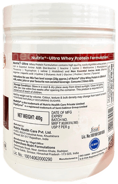 Nutrix Ultra Whey Protein Zero Added Sucrose 400Gm