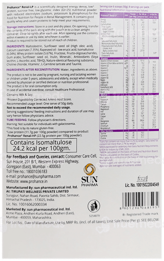 Prohance Renal Lp Vanilla Flavour Sucrose Free Refill Powder 400Gm