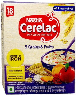 Nestle Cerelac No Preservative 5 Grains & Fruits From 18 To 24 Months Baby Cereal 300Gm
