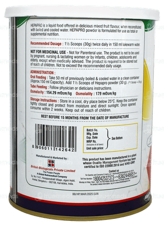 Hepa Pro Mixed Fruit Flavour Zero Added Sugar Powder Tin 400Gm