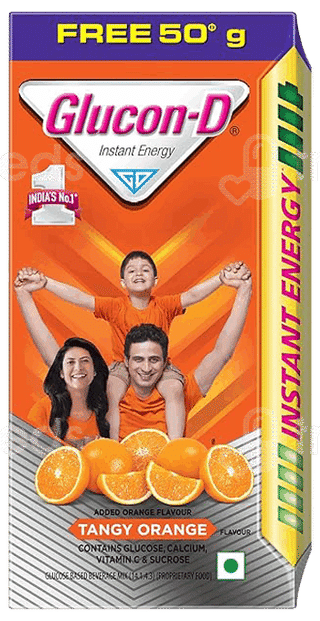 Glucon D New Tangy Orange Flavour Refill Powder 75Gm With 50Gm Free