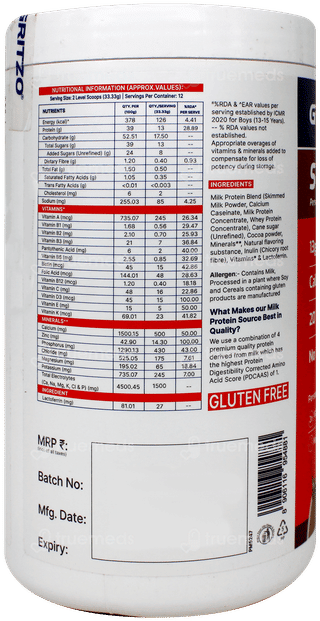 Gritzo Supermilk 13+ Yrs Boy Growth + Double Chocolate Flavour Powder Jar 400Gm