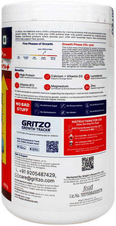 Gritzo Supermilk 13+ Yrs Boy Growth + Double Chocolate Flavour Powder Jar 400Gm
