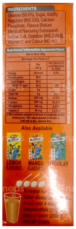 Dabur Glucoplus C Juicy Orange Flavour 200Gm