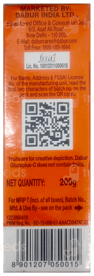 Dabur Glucoplus C Juicy Orange Flavour 200Gm