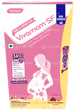 Vivamom Sf New & Improved Kesar Badam Flavour Zero Sucrose Refill Powder 375Gm