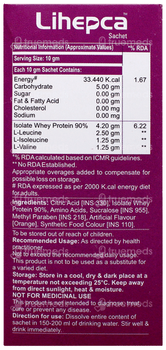 Lihepca Orange Flavour Sugar Free Sachet 10gm