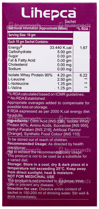 Lihepca Orange Flavour Sugar Free Sachet 10gm