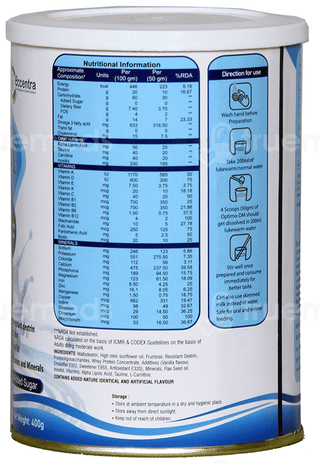 Optimo Dm Vanilla Flavour Zero Added Sugar Powder 400Gm