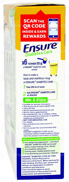 Ensure Diabetes Care Vanilla Delight Flavour Zero Added Sucrose Refill Powder 375gm