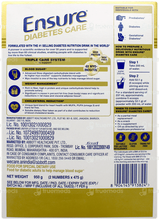 Ensure Diabetes Care Vanilla Flavour Zero Added Sucrose Powder 950gm