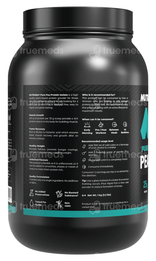 Nutrabay Pure Pea Protein Isolate Unflavoured Powder 1000Gm