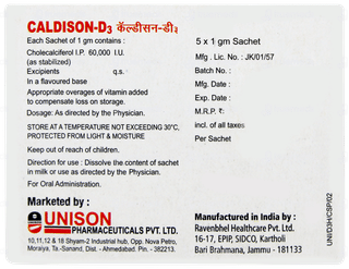 Caldison D3 Orange Flavour Sugar Free Sachet 1gm