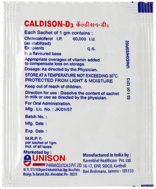 Caldison D3 Orange Flavour Sugar Free Sachet 1gm