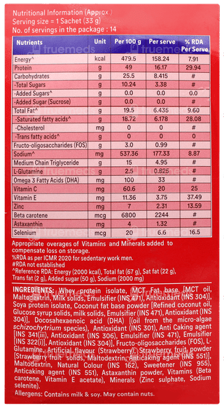Celevida Maxx Strawberry Flavour No Added Sugar 33Gm Pack Of 14 Sachets