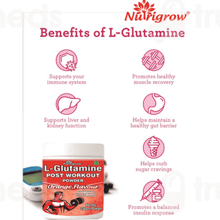 Nutrigrow L Glutamine Post Workout Orange Flavour Powder 250Gm