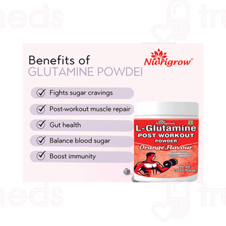 Nutrigrow L Glutamine Post Workout Orange Flavour Powder 250Gm