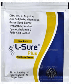 L SURE PLUS NEW PACK CRANBERRY FLAVOUR SUGAR FREE SACHET 7GM
