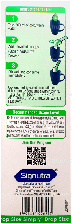 Vidaslim Vanilla Elixir Flavour Powder 500Gm