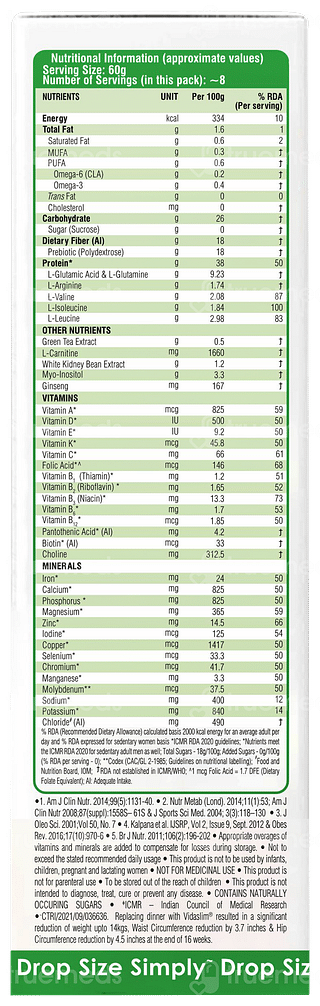 Vidaslim Caffe Latte Flavour Powder 500gm