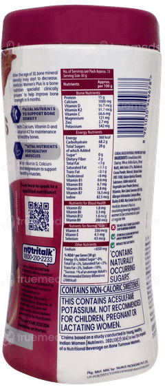 Horlicks Womens Plus Chocolate Flavour Zero Added Sugar Powder Jar 400gm