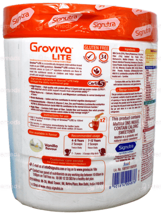 Groviva Lite 2+ Years Chocolate Flavour Zero Sucrose Powder Jar 200gm