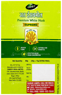 Dabur Sat Isabgol Premium White Husk Supreme 45Gm + 15Gm Extra Free
